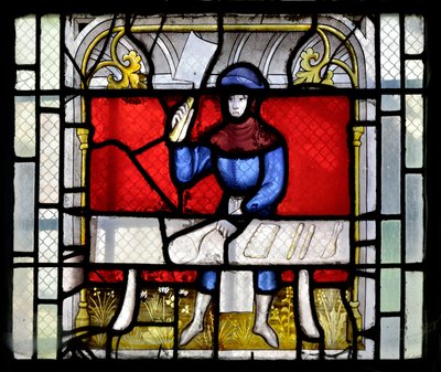 Glassmalerier som viser en slakter på jobb, slutten av 1400-tallet - begynnelsen av 1500-tallet - Kapell Sainte Claude (Sainte-Claude) i kirken Collegiale Notre-Dame de Semur-en-Auxois (Notre Dame de Semur en Auxois), Burgund av Unknown artist