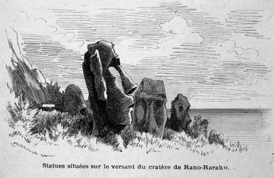 Statuer plassert på Påskeøya (Rapa Nui), Polynesia. av Unknown artist