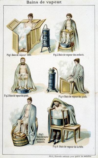 Dampbad - i "" Bilz, Natural Medication"", slutten av 1800-tallet av Unknown artist