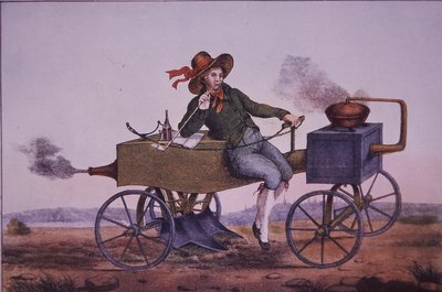 Dampplog, tidlig på 1800-tallet (farge litho) av Unknown artist