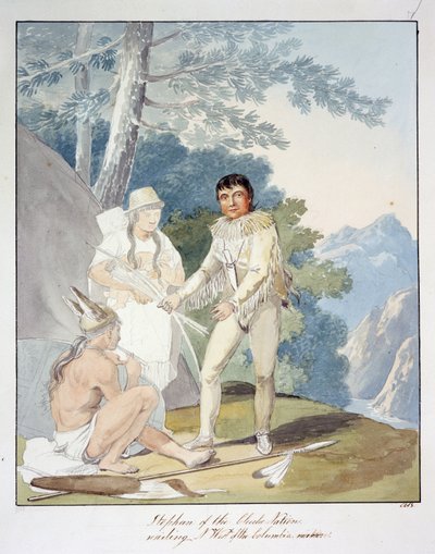 Stephan fra Chiche Nation, bosatt n. vest for Columbia River, ca. 1843-50 (akvarell) av Unknown artist