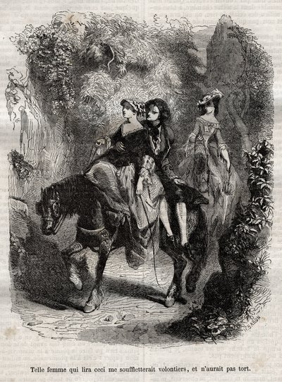 Such a woman who read this would gladly blow me, and would not be wrong. - Illustration for the “” confessions” by Jean-Jacques (Jean Jacques) Rousseau (1712-1778) - engraving of 1849 av Unknown artist