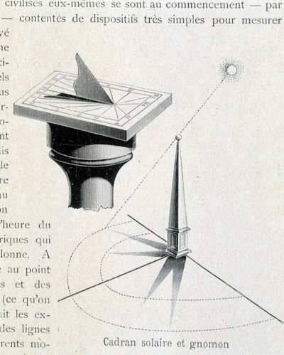 Solur og gnomon (1600-tallet) - gravering i "Universet og menneskeheten"" av Kraemer av Unknown artist