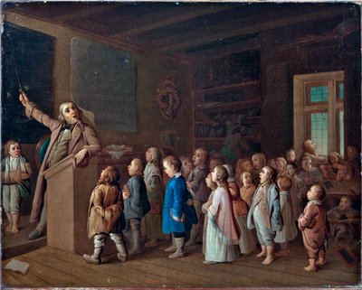 Undervisning på landsbygda, Anonym. Olje på lerret, første halvdel av 1800-tallet., Statens museum for religionshistorie, St. Petersburg av Unknown artist