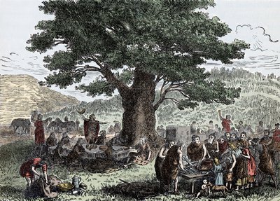 Teutoner nyter høytiden - gravering fra slutten av 1800-tallet av Unknown artist