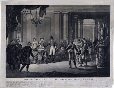 Abdikasjonen av Napoleon ved Fontainebleau 11. april 1814 (gravering) av Unknown artist