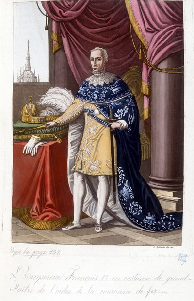 Den østerrikske keiseren Francois 1. (1768-1835) i drakten til stormesteren av Jernkroneordenen. av Unknown artist