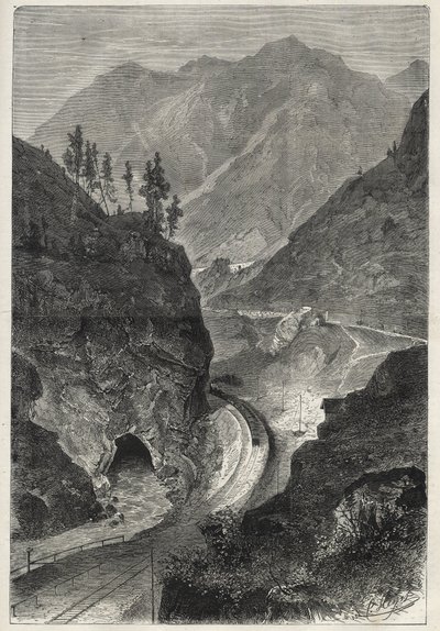 Brennerjernbanen (Brennero) til Tyrol (Tirolo - Tirol) - Gravering 1867 - av Unknown artist