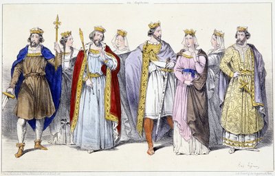 Karolingerne: Hugues Capet, Adelaide, Robert, Constance, Henry I, Anne av Russland, Berthe, Philippe I - i ""Konger og dronninger av Frankrike i trykk", Paris, red. Fort av Unknown artist
