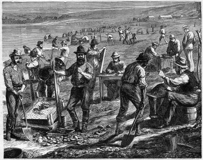 The Diamond Fields at the Cape - Washing for Diamonds - Wash diamonds in South Africa in the 19th century. av Unknown artist