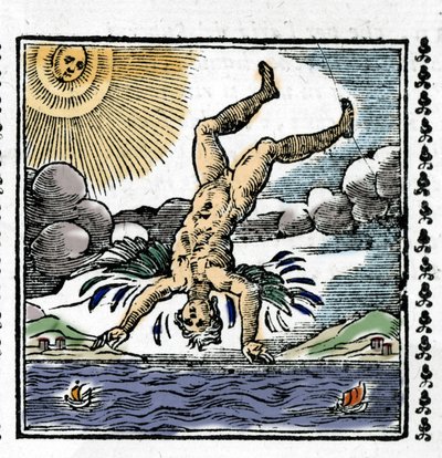 The Fall of Icarus - The Fall of Icarus. Fargerik Xylografi. Det 16. århundre. av Unknown artist