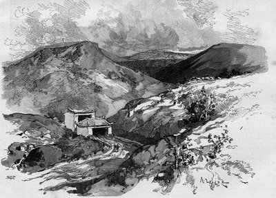 The Gate of China på Tonkin-grensen. Gravering i "The Illustrous World"" 1885. av Unknown artist