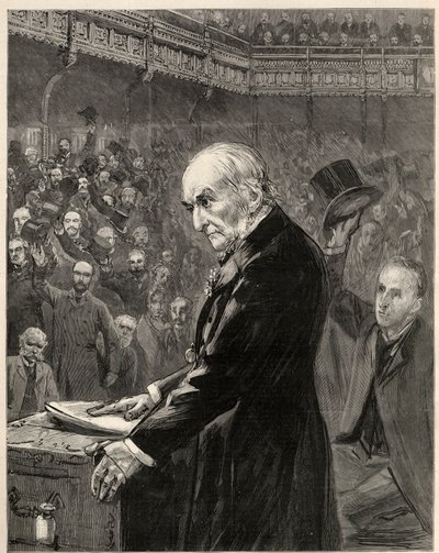 Underhuset, 13. februar 1893: tale av William Ewart Gladstone (gravering) av Unknown Artist