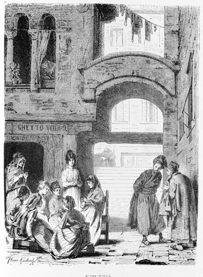 Den jødiske ghettoen i Venezia på 1800-tallet. av Unknown artist