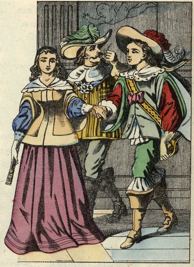 The Marquis of Carabas, the princess and the king in the castle. Illustration of the tale “The cat botte” by Charles Perrault av Unknown artist