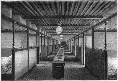 Monge-skolen i 1884 i Paris. En hybel med servanter. i naturen. Gjennomgang av vitenskaper og deres anvendelser til kunst og industri." av Unknown artist