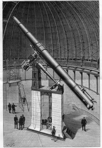 Nice-observatoriet - observatoriets store ekvatorial - gravering i "Nature" fra 1892. av Unknown artist