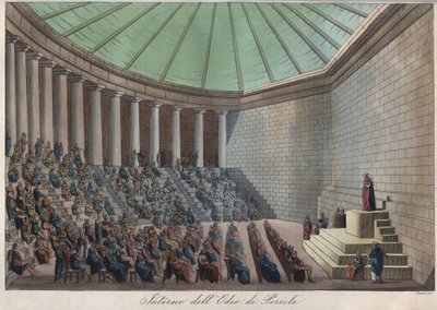 The Odeon of Athens eller Odeon of Pericles in Athens - gravering fra "" skikker og tradisjoner til alle folkeslag i universet. Det vil si historien om regjeringen, lovene, militsen, om religionen til alle nasjoner fra de fjerneste tider til i dag "1 av Unknown artist