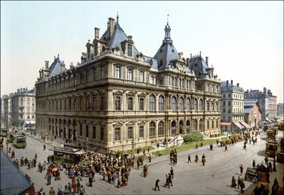 Palais de la Bourse i Lyon. Fotokrom rundt 1890. av Unknown artist