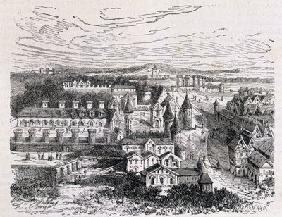 Palais des Tournelles, overfor Hotel Saint Paul - gravering, sent på 1800-tallet av Unknown artist