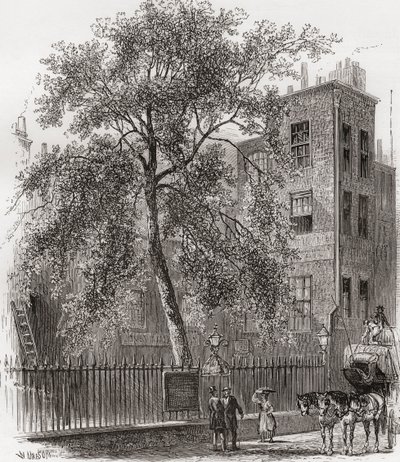 Platantreet, Wood Street, Cheapside, London, England på 1800-tallet av Unknown artist
