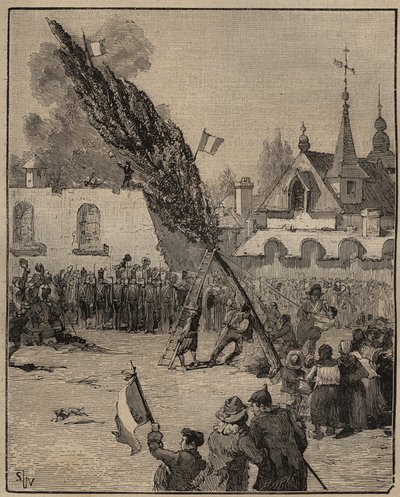 The Plantation of a Liberty Tree under the Revolution (Liberty pole) - Plantation of a Liberty Tree (poppel) i Frankrike. Gravering fra 1885 i "" Les arts et metiers illustres"" av Adolphe BITARD. av Unknown artist