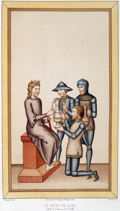 Dronningen av Saba - i "" Sumptuary Arts, History of Costume and Furniture"" av Unknown artist