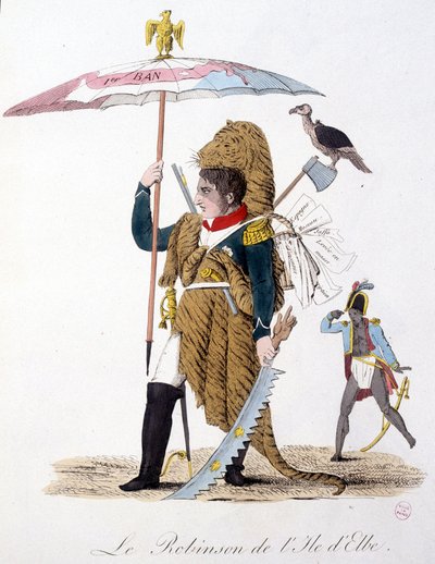 The Robinson of Elba Island - i "" Napoleon 1st, karikaturer, dummy-samling"", ca. 1814 av Unknown artist