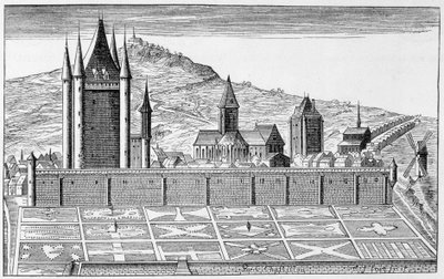 The Tower of the Temple, fra et trykk av topografien til Paris - gravering av Unknown artist