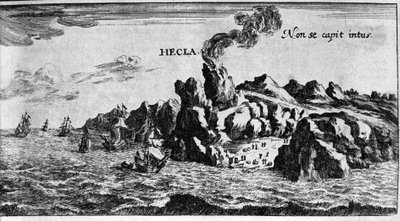 Volca Hekla på kysten av Island - i Verdens underverk av Johamm Zahn, sd. 1696. av Unknown artist
