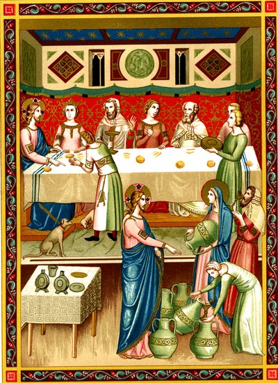Bryllupsfesten i Cana, miniatyr fra et manuskript fra 1300-tallet av Unknown artist