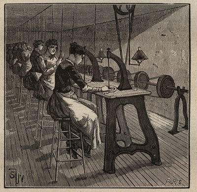 Kunsten å lapidær: fasettering og polering av diamant. Gravering fra 1885 i "" Les arts et metiers illustres"" av Adolphe BITARD. av Unknown artist