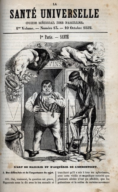 Kunsten å gå ned i vekt og gå opp i vekt - gravering i "La Sante Universelle - Guide Medical des Familles"" 1852 av Unknown artist