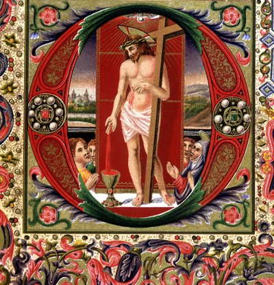 Jesu Kristi blod. 1800-talls kromolitografi. av Unknown artist