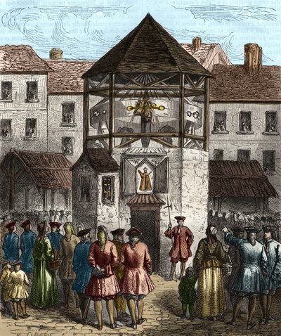 Boken "" la dime royale "" av Sebastien Le Prestre, Marquis de Vauban, ble stilt til søyle etter hans forbud i 1707. av Unknown artist