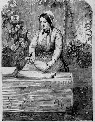 Tapping av champagnevin. Gravering fra 1864. av Unknown artist