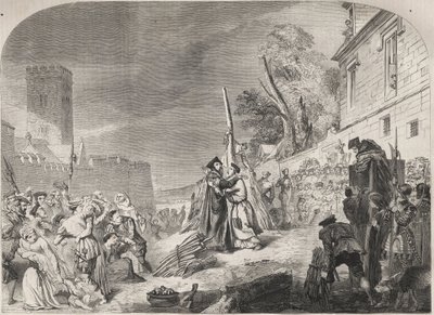 Brenningen av biskopene Nicholas Ridley og Hugh Latimer på bålet nær portene til Balliol College, Oxford, England av Unknown artist