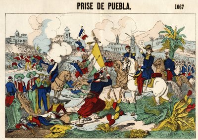 The capture of Puebla on May 17 av Unknown artist