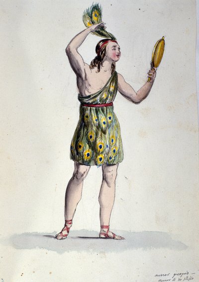 Karakteren som tolker den rene kjærligheten i balletten "" Il noce di Benevento"" av den østerrikske komponisten Franz Xaver Sussmayr (1766-1803). Illustrasjon av 1800-tallet av Unknown artist