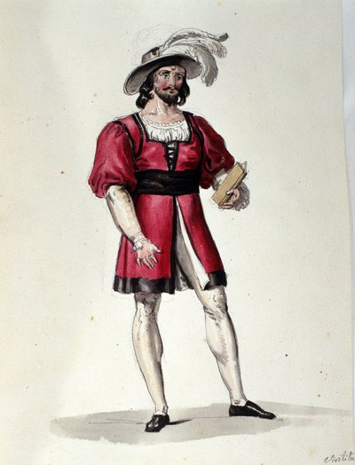Karakteren som tolker virilitten i balletten "" Il noce di Benevento"" av den østerrikske komponisten Franz Xaver Sussmayr (1766-1803). Illustrasjon av 1800-tallet av Unknown artist