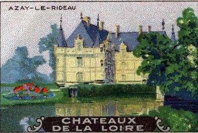Slottene i Loire: slottet Azay-le-Rideau, begynnelsen av 1900-tallet (kromo) av Unknown Artist