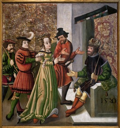 Samtalen (disputatio) mellom St. Catherine og filosofene. Sitat fra St. Catherine. Anonymt maleri av Unknown artist