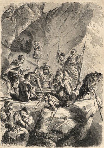 Forfalskerne i Kabylia i 1857. (forfalskning). Gravering i “Le Monde illustrious”” fra 1857. Privat samling. av Unknown artist