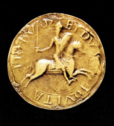 Motforseglingen til Louis VII (1120 - 1180) fra Frankrike, som representerer ham på hesteryggen. av Unknown artist