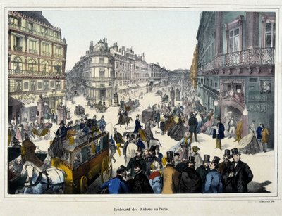 Publikum på boulevard des Italians - gravering av Unknown artist