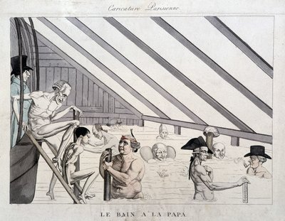 Pappabadet: karikatur på svømmebassengene i Paris av Unknown artist