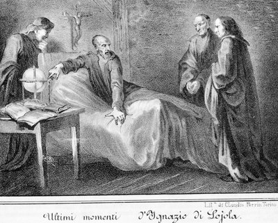Døden til den hellige Ignatius av Loyola (1491 - 1556), grunnleggeren av Society of Jesus. av Unknown artist
