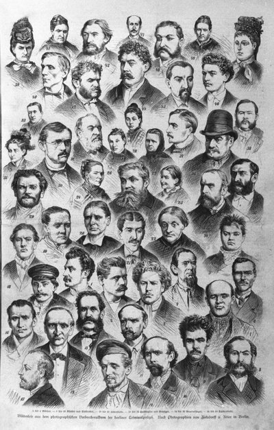 De forskjellige typene kriminelle ifølge Berlin-politiets arkiver. 1882 av Unknown artist