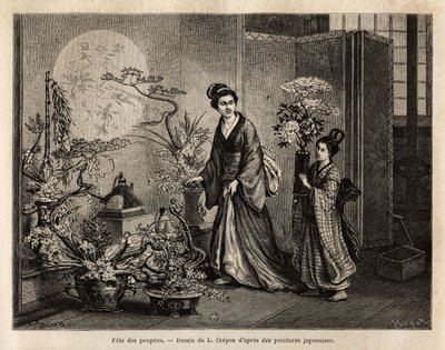 Dukkefesten (eller hinamatsuri) arrangeres 3. mars, spesielt for små jenter, som tar dukkene sine ut av oppbevaringsboksene for å eksponere dem på et alter og tilby dem blomster og kaker. Disse dukkene er kilden til amuletter for å beskytte mot sykdom av Unknown artist