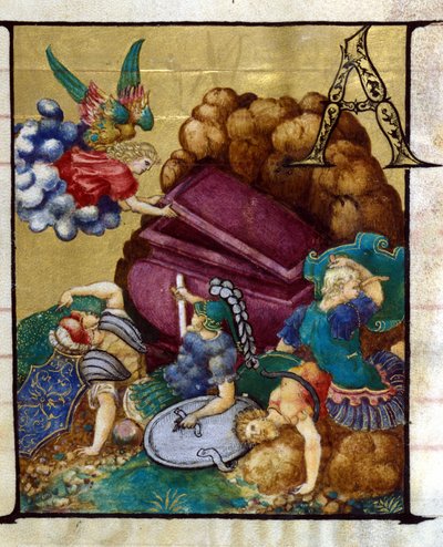Den tomme graven. Miniatyr i et kor fra 1400-tallet, Church of the Crowned Virgin of Lodi. av Unknown artist